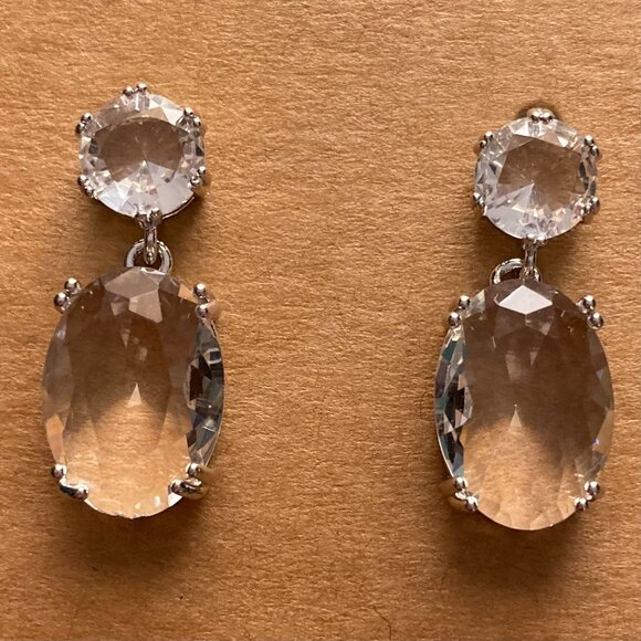 NEW Classic Clear Gems Earrings Faux Crystal Wedding Formal Cocktail Jewelry - Picture 5 of 13